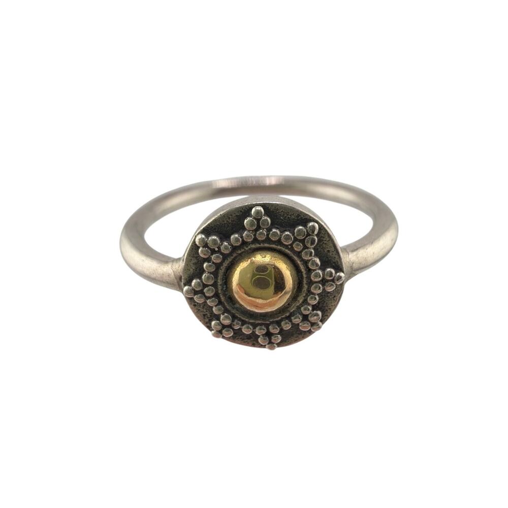 NEW Sterling Silver Artisan Star With Gold Dot Ring Size 6 Boho Stackable